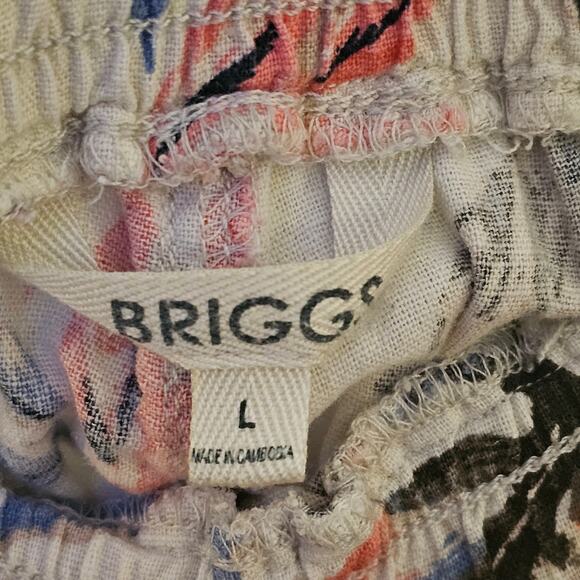 Briggs Linen Blend Tropical Wide Legged Pant Sz L Beach Boho Coastal Resort Vaca - Picture 6 of 9